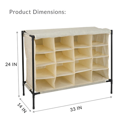 Simplify 16 Pair Shoe Rack with Cover | Stackable | Storage & Organization | Closet | Bedroom |
