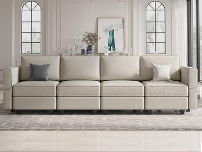 Belffin Modular Sofa Couch with Storage Seats Sectional Sofa Velvet Sofas for Living Room Grey