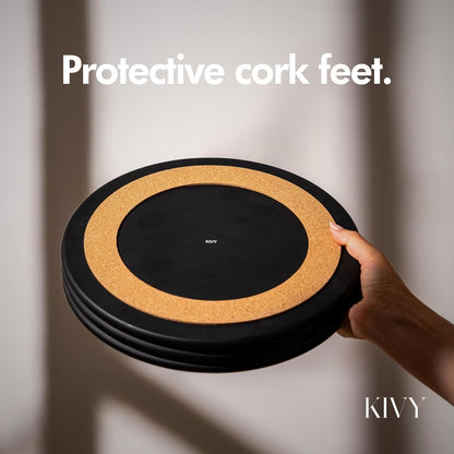 KIVY Round Decorative Concrete Tray 11x1,5 Inch - Modern Circle Coffee Table Bowl - Home Decor Table Tray for Livingroom & Bedroom - Modern Decorative Trays - Black Flat Bowl - Centerpiece Trays