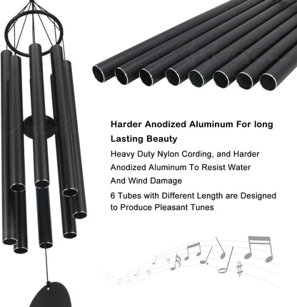 ASTARIN Large Wind Chimes for Outside(38 inch), Sympathy Wind Chimes Outdoor Clearance with 8 Aluminum Tuned Black Tubes, Memorial Wind Chimes Gift Decoration for Home, Garden,Patio,Backyard.