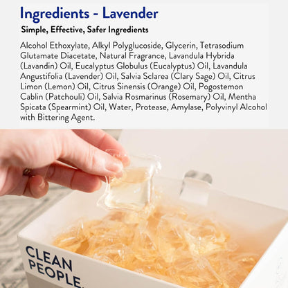 The Clean People Laundry Detergent Pods - Hypoallergenic Laundry Pods - Ultra Concentrated, Recyclable Packaging, Stain Fighting - Lavender, 96 Pack