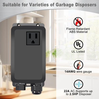 Garbage Disposal Air Switch Kit, Garbage Disposal Button, Sink Top Waste Disposer On/Off Switch, UL Listed Air Switch Compatible with All Garbage Disposals (Chrome Silver)