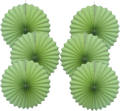 Green Hanging Paper Fans,Green Accessories Paper Decorations for Party,Army Birthday Party Decorations,Lime Green Decor 16in Hanging Paper Fans 30 Color DIY Set （Light Green）)