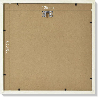 Vittanly 12x12 Picture Frames Set of 9, Shatter Resistant Plexiglass, Display 8x8 Pictures with Mat or 12x12 without Mat, Photo Frames for Wall Mount, Engineered Wood, Whitemist