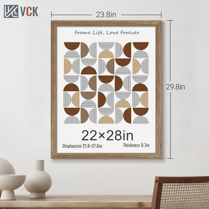 VCK 22x28 Frame 3 Pack - Brown Walnut, Natural Textured Solid Wood Poster Picture Frame, Wall Mounting Hanging