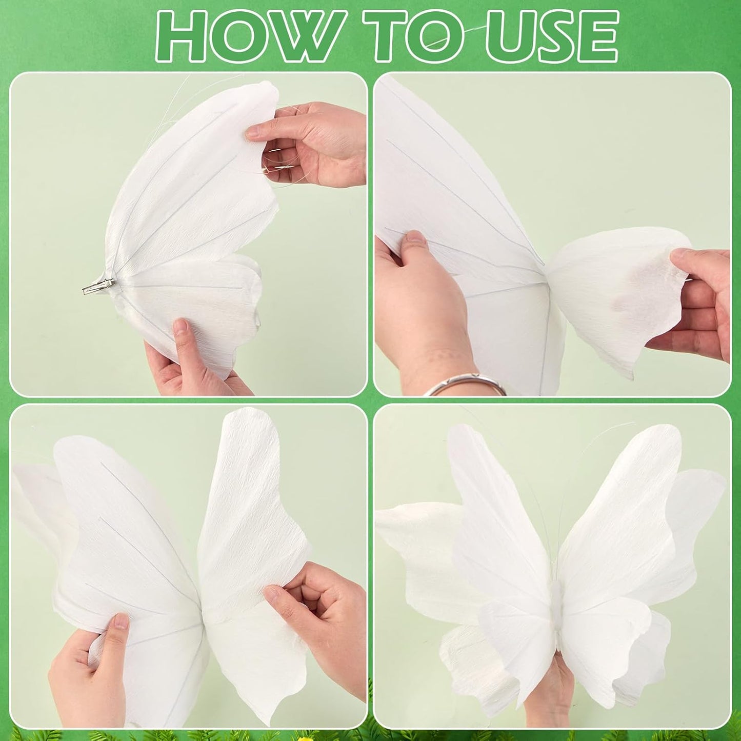 SUNBEAUTY Large Butterfly Party Decorations, 3D White Paper Butterflies Wedding Decoration, Hanging Butterflies for Baby Shower Decorations Girls, Women, Paper Flowers for Wall Decoration, Set of 4