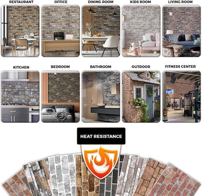 IZODEKOR 3D Wall Panels Brick Effect - Cladding, Stone Look, Styrofoam Facing for Living Room, Kitchen, Bathroom, Balcony, Bedroom, Back of Counter | The Telegraph Road (3 Piece Panel) | Covers 16sqft