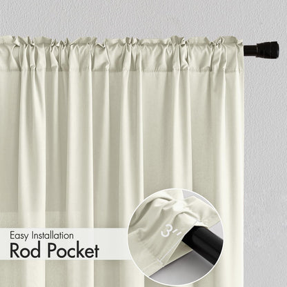 MIULEE Ivory Privacy Sheer Curtains That Let Light in 63 Inches Long Non-See-Through Semi Sheer Curtain Light Filtering Window Curtains Drapes for Living Room Bedroom 2 Panels Set 42 X 63