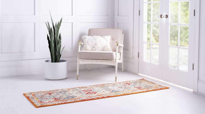 Unique Loom Rosso Collection Vintage, Traditional, Bohemian, Geometric, Distressed, Southwestern Area Rug, 2' 0" x 6' 0", Multi/Orange