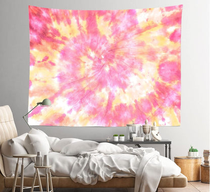Loccor 7x5ft Tie Dye Tapestry Light Orange Watercolor Craft Dirty Tie-Dye Textile Abstract Chaotic Hippie Tapestry Wall Hanging for Living Room Bedroom Decor （Pattern Painted on Polyester Fabric）