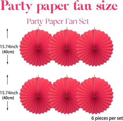 Red Birthday Decorations,DIY Red Paper Fans Hanging Decoration ,Party Supplies Party Fans 16in, Wedding Graduation Events Accessories 30 Color DIY Set （Red）