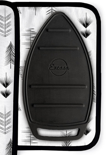 Encasa Homes Ironing Mat/Pad (Small 28"x20") with 3mm Padding & Silicone Iron Rest for Steam Pressing on Tabletop or Bed - Heat Resistant, Portable, Quilting & Travel Blanket - Black Arrow