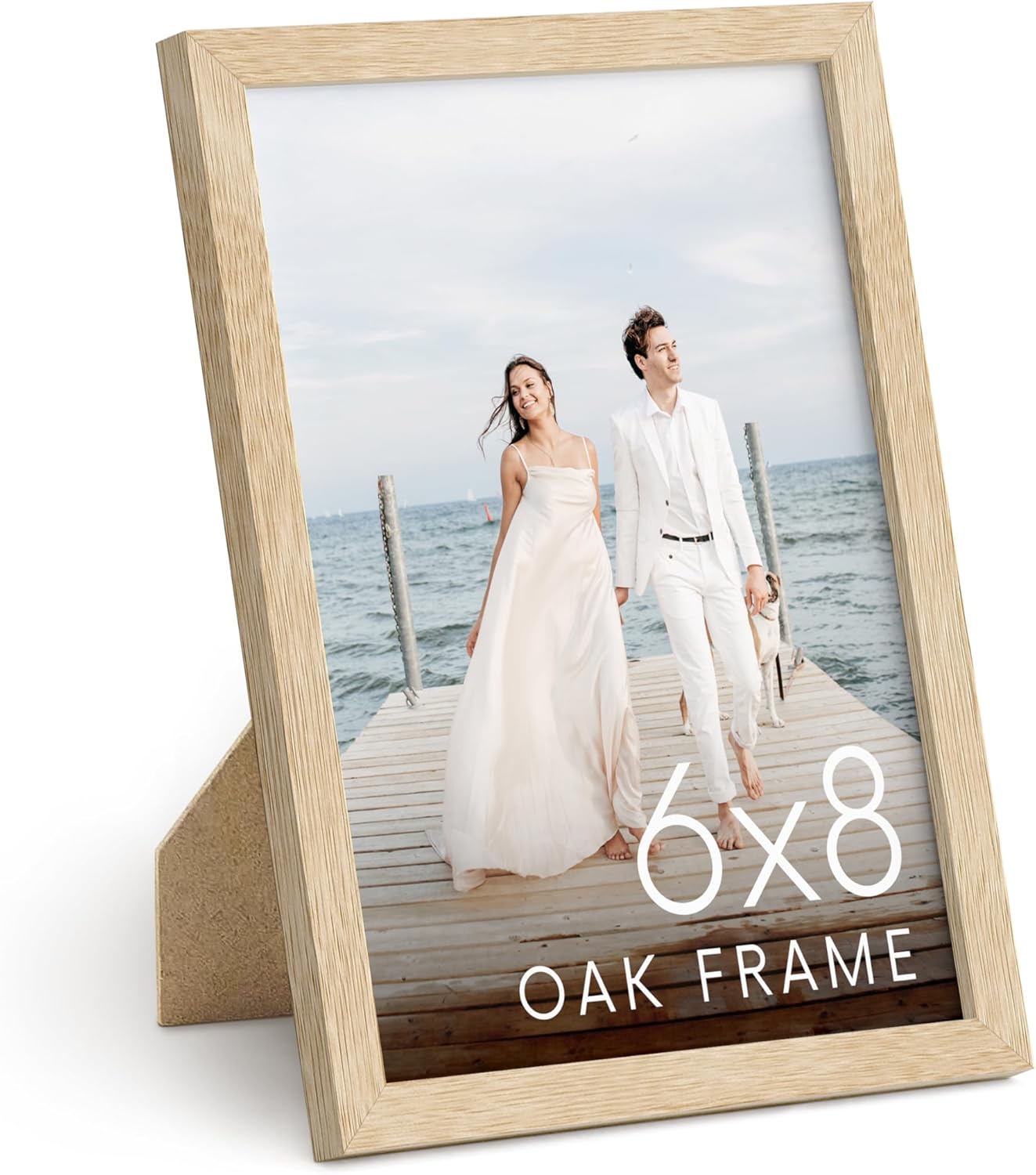 HAUS AND HUES 6x8 Natural Oak Wooden Picture Frame - 6x8 Poster Frame - Premium Oak, Vertical Hang, Shatterproof Plexiglass - Ideal for Home, Room, Office (6x8 in, Natural Oak)