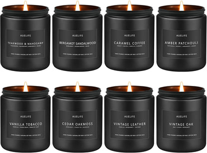 Scented Candles Set - 8 Pack Soy Jar Candle for Home Scented, Aromatherapy Candle Gifts for Men, Women and Birthday, Masculine Home Fragrance Candle