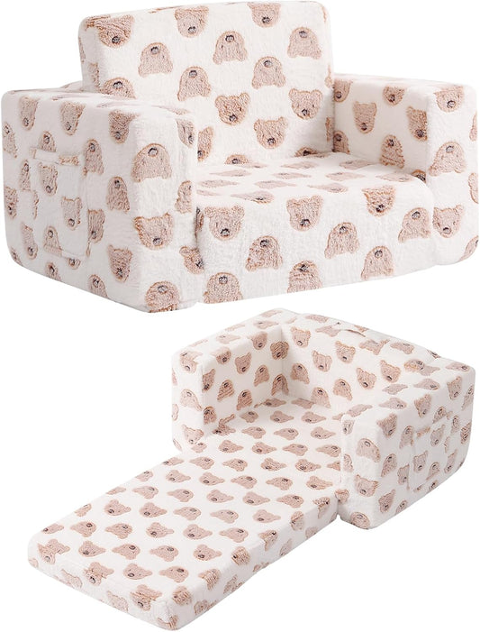 Toddler Chair Kids Couch, 2-in-1 Comfy Armchair with Removable and Washable Cover Carrying Handle