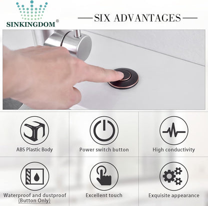 Garbage Disposal SinkTop Air Switch Kit with Long Button,Brass Made Cover,Oil Rubbed Bronze