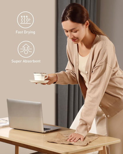 Fantasticlean Microfiber Cleaning Cloth Roll -40 Pack, Tear Away Microfiber Towels, 12" x 12", Reusable, Washable, Scratch Free, Ultra Absorbent Dish Rags for Car, Home, Garage or Shop (TAN)