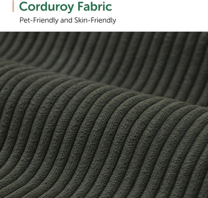 HONBAY Corduroy Modular Sectional Couch with Storage L-Shaped Sectional Couches for Living Room 6 Seater Modular Sofa, Green