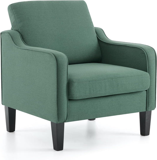 VINGLI Accent Chair for Living Room Chairs Dark Green Reading Chair for Bedroom Scooped Arm Chair