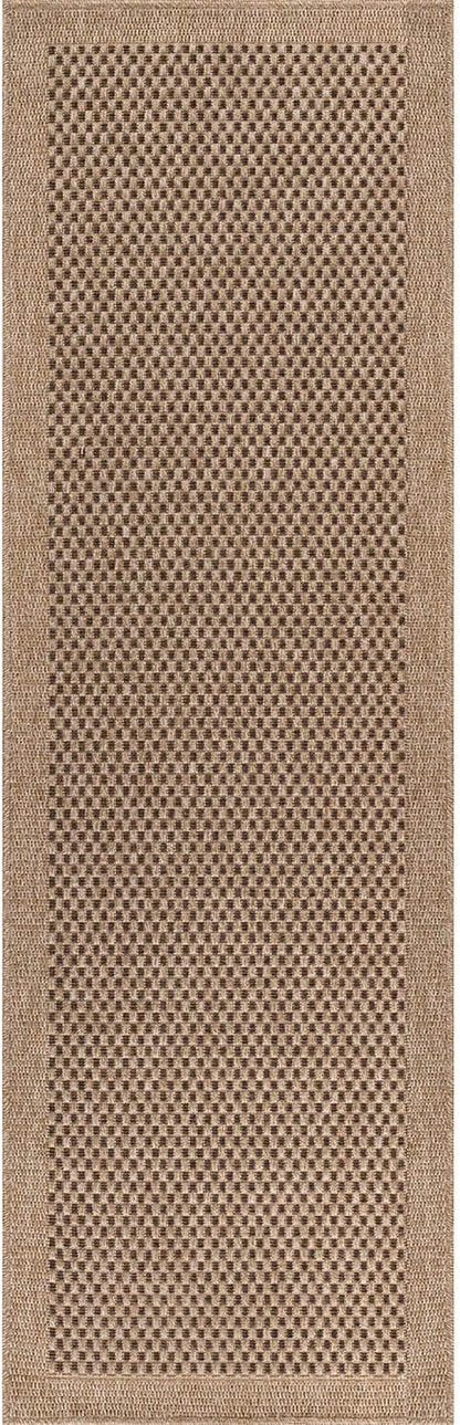 CAMILSON Indoor and Outdoor Runner Rug Natural Sisal Boho Woven Design Easy-Cleaning Non Shedding Fiber Living Room Bedroom Garden Patio and Kitchen Washable Outside Carpet Alfombras (2x7)