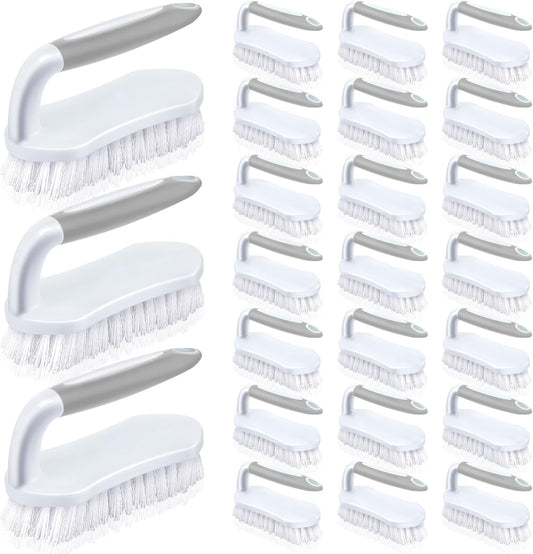 Lallisa 24 Pcs Scrub Brush for Cleaning with Handle Comfortable to Grip Heavy-Duty Flexible Stiff
