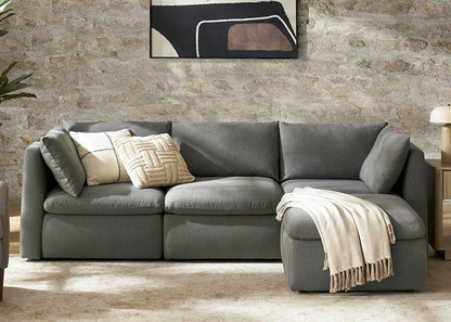 mopio Oversized Modular Sectional Sofa with Fully Removable Covers and Storage, Convertible U, L-Shaped and Sleeper Sectional, Modern Couches with Ottoman Chaise (Stone Gray Fabric, 4 Seats, L)