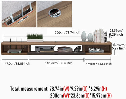 Pmnianhua Floating TV Console, 78'' Wall Mounted TV Stand for Bedroom & Livingroom - Walnut