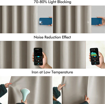 MIULEE Stone Back Tab Blackout Curtains 90 Inches Long 2 Panels Set for Living Room Bedroom Privacy, Rod Pocket/Pinch Pleat Thermal Insulated Room Darkening Pleated Light Blocking Drapes