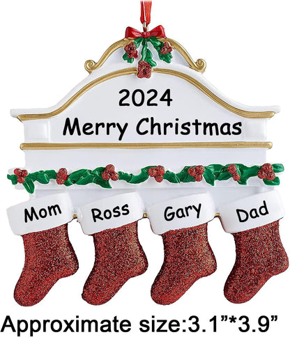 Personalized Christmas Ornaments 2025,Family of 2,3,4,5,6,7,8 Custom Stocking Christmas Ornament,Customized Name Ornament,Xmas Ornaments,Customized Xmas Tree Decorations Gifts