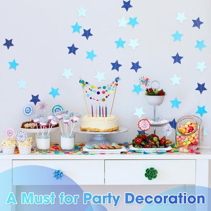 Patelai Glitter Star Garland Banner Decor 130 Feet Star Hanging Bunting Banner Twinkle Backdrop for Homecoming Classroom Wedding Birthday Halloween Christmas Party Supplies(Ocean Blue)