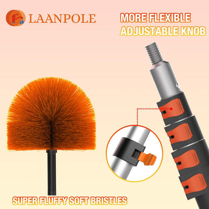 30FT (36FT Reach) Cobweb Duster with Extension Pole, Spider Web Brush for Cleaning Extendable, Professional Ceiling and Corner Dusters for Outdoor Indoor Use