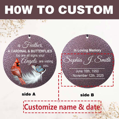 ASTARIN Custom Cardinal Wind Chimes for Loss of Lover Mom Dad, Butterfly Wind Chime Memorial Sympathy Gifts for Remembrance, Windchimes in Memory of a Loved One