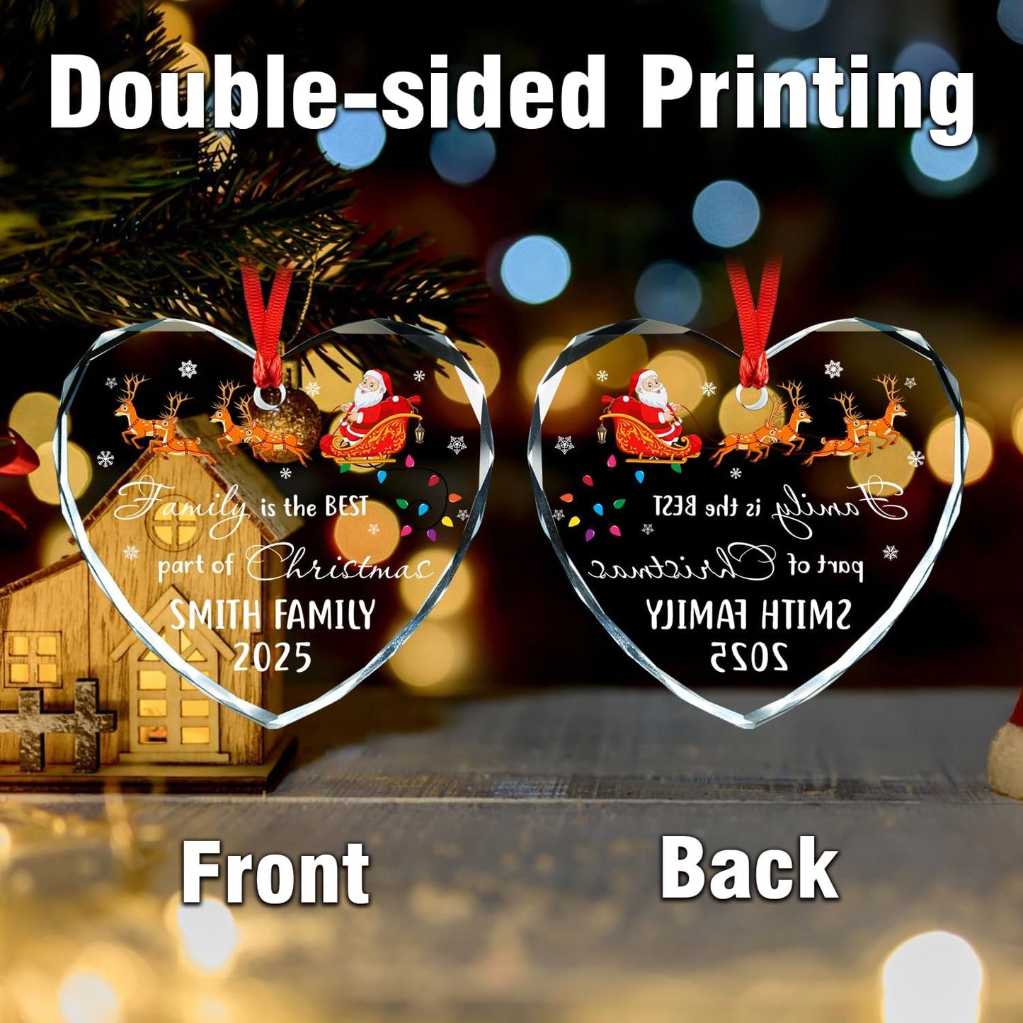 Personalized Crystal Christmas Ornaments, Custom Family Glass Ornament 2025, with Custom Name, Date - Perfect Keepsake Gift for Family, Dad, Mom, Him, Her, Couple