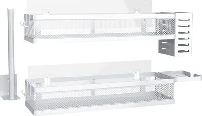 PUSDON Metal Wall Hanging Basket 2 Packs DIY Suitable for Multiple Scenes - Large White Netting Set