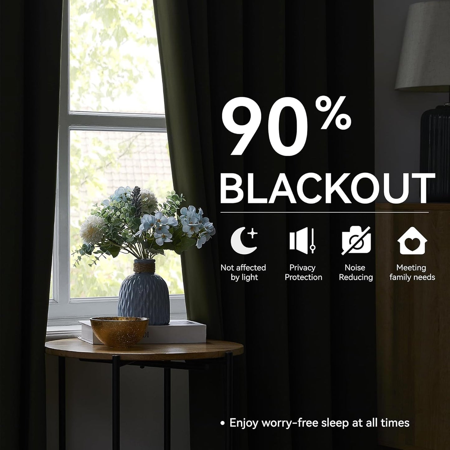 KangBang Olive Green Pinch Pleated Blackout Curtains 108 Inches Long for Hall Windows, Energy Saving Light Blocking Soft & Vertical Window Panels Ceiling to Floor for Villa 2 Panels, 40Wx108L