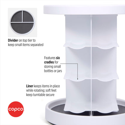 Copco 2-Tier Lazy Susan Turntable Organizer for Cabinet, Pantry, and Counter - Rotating Vitamin