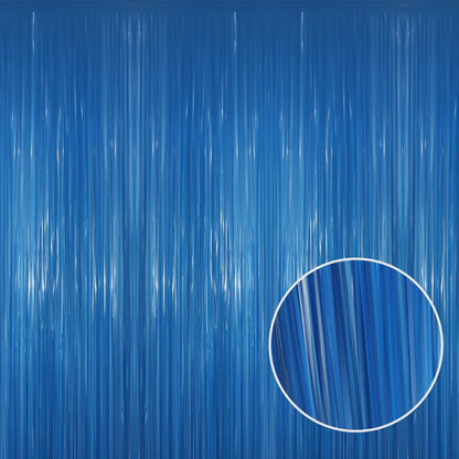 GOER 3.2 ft x 8.2 ft Metallic Tinsel Foil Fringe Curtains Party Photo Backdrop Party Streamers for Birthday,Graduation,New Year Eve Decorations Wedding Decor(4 Packs,Candy Blue)