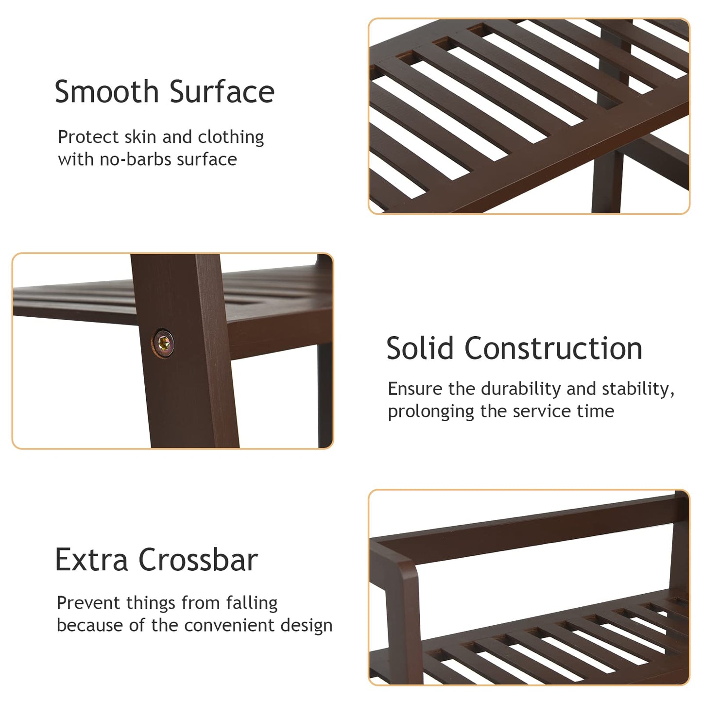 COSTWAY 4-Tier Ladder Shelf, Bamboo Plant Stand Rack, Freestanding Bookshelf, Multifunctional