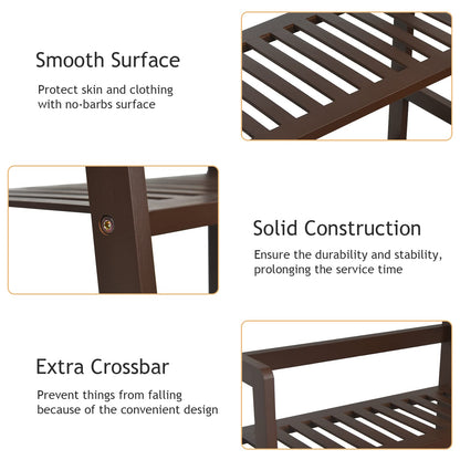 COSTWAY 4-Tier Ladder Shelf, Bamboo Plant Stand Rack, Freestanding Bookshelf, Multifunctional