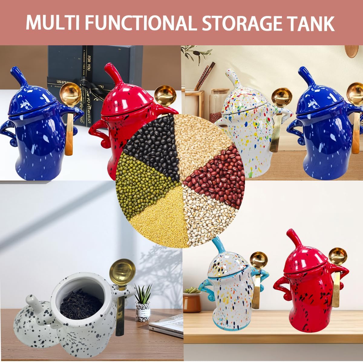 Ceramic Kitchen Canister with Silicone Seal Lid,Modern Elegant Design Airtight Lid Storage Food Jar Canister for Kitchen Sugar Coffee Tea Spice or More (Olive green)