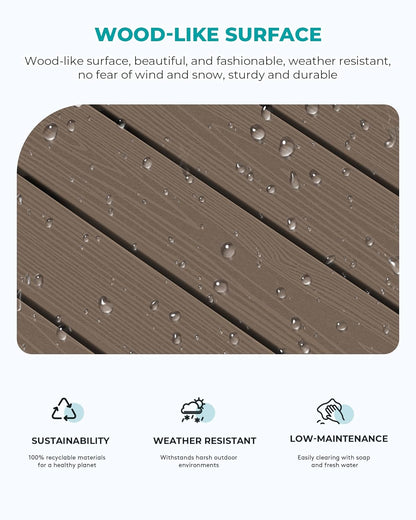 SERWALL HDPE Patio Coffee Table, Rectangle Outdoor Coffee Table, All Weather Patio Table for Deck, Pool, Balcony, Indoor or Outdoor Use, Coffee