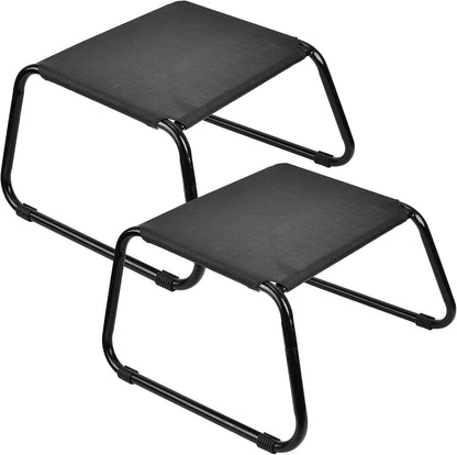 Outdoor Ottomans,Patio Foot Rest Portable Side Table Solid Steel Frame Small Seat All Weather Footrest for Indoor Outdoor Use 2 Pieces Black