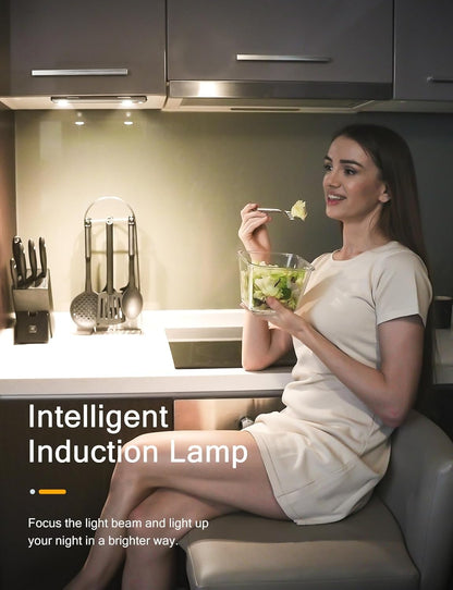 Under Cabinet Lights, Wireless Motion Sensor Light Indoor, Black 10in LED warm Lighting Rechargeable Battery Operated,4 Modes Night Light, Stick-On Magnetic Closet Lights for Kitchen, Hallway(2 Pack)