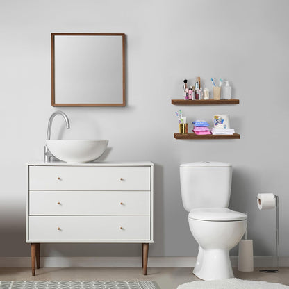 Sorbus Floating Shelves for Wall, Bathroom Shelves Wall Mounted for Kitchen, Bedroom, Bathroom Storage Over Toilet, Hanging Book Shelf for Home Decor Living Room (Walnut, 2 Pack)