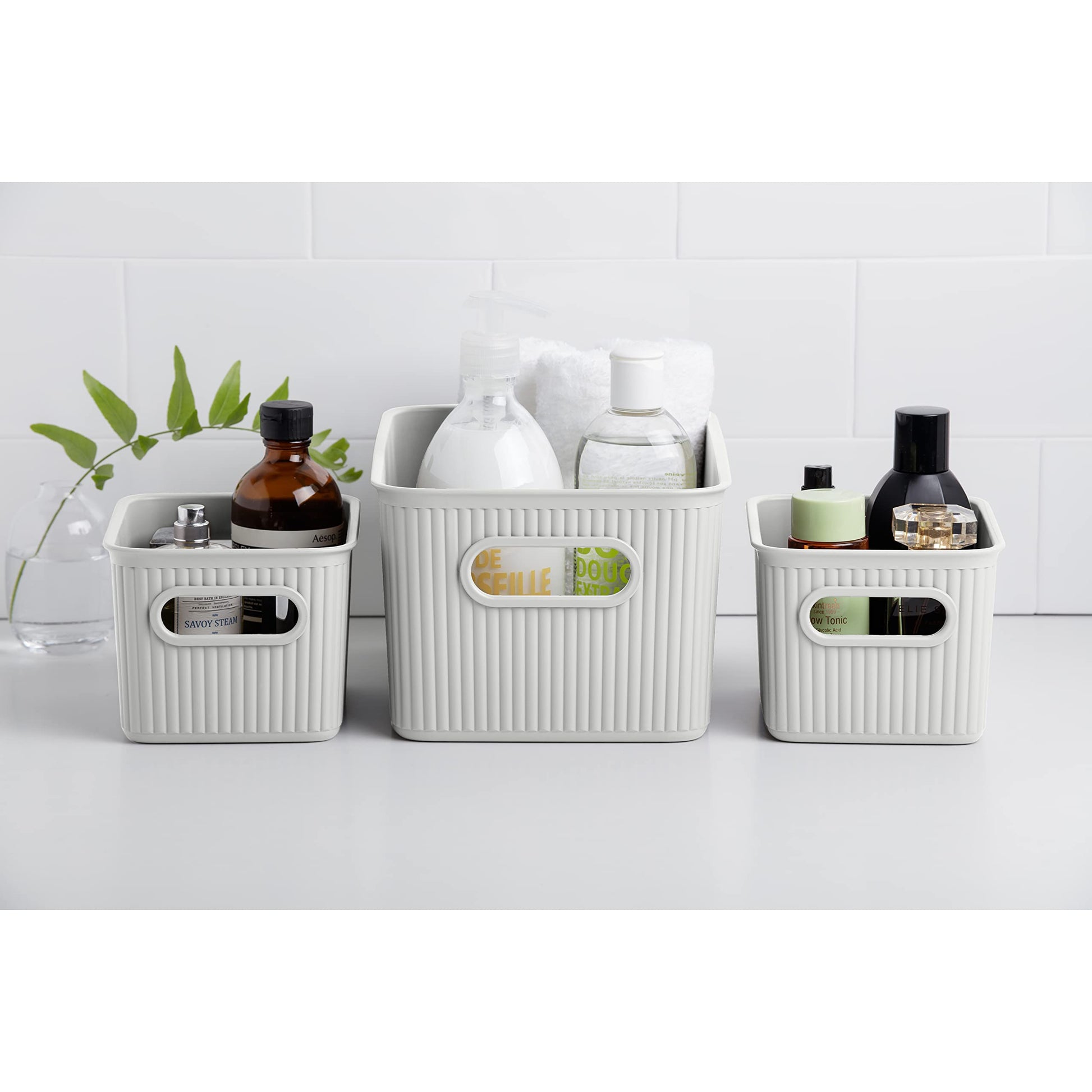TATAY Baobab Multi-purpose Storage Basket Medium with Capacity for 5 Litres, White Pergamon, 18.1 x