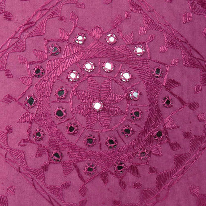 Eyes of India Embroidered Decorative Boho Throw Pillow Cover with Mirrors, Handmade Bohemian Accent Cushion Case for Sofa Couch Bedroom Living Room (Burgundy, 16" x 16")