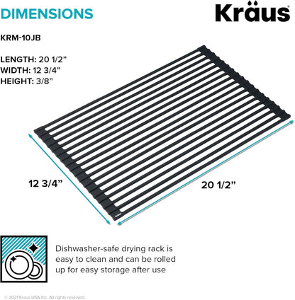 Kraus 20.5 in. Over Sink Roll Up Dish Drying Rack in Jet Black