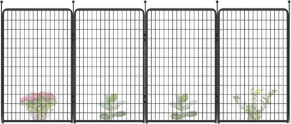 FXW Garden Fence Outdoor for The Yard – 50in(H) x 10.0ft(L) Heavy Duty Metal Animal Barrier for Dog and Rabbit, Decorative Dog Fence, 4 Panels, Black