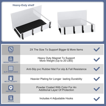 3 Pack Magnet Garage Organizer Magnetic Spice Rack for Refrigerator 20 lb Capacity Shelf Hanging Heavy Duty Magnetic Fridge Side for Organize Garage Tools (White)