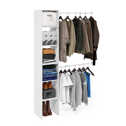 Furinno FANO Closet Organizers and Storage, 5-Tier Closet Storage Organizer with 2 Hanging Bars